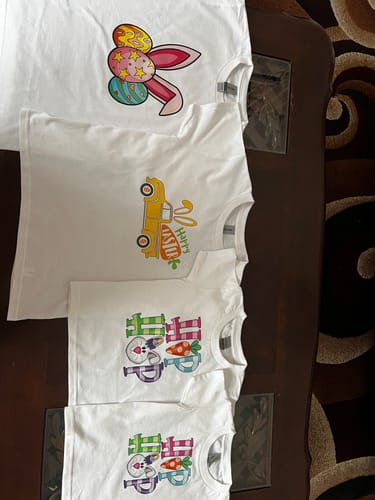 Customer photo review of Hip Hop Bunny Easter DTF Heat Transfer, Easter Design