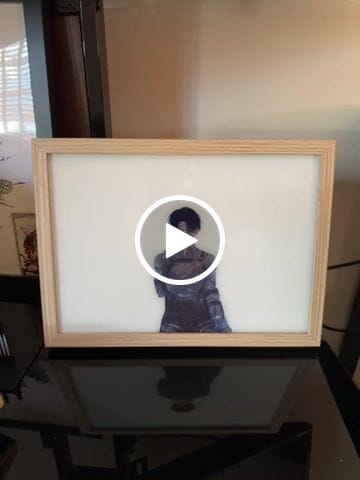 Customer video review of A O T Series LED Light Painting Anime Photo Frame Wall Art