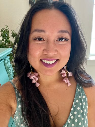 Customer photo review of Silk Bloom Drop Earrings