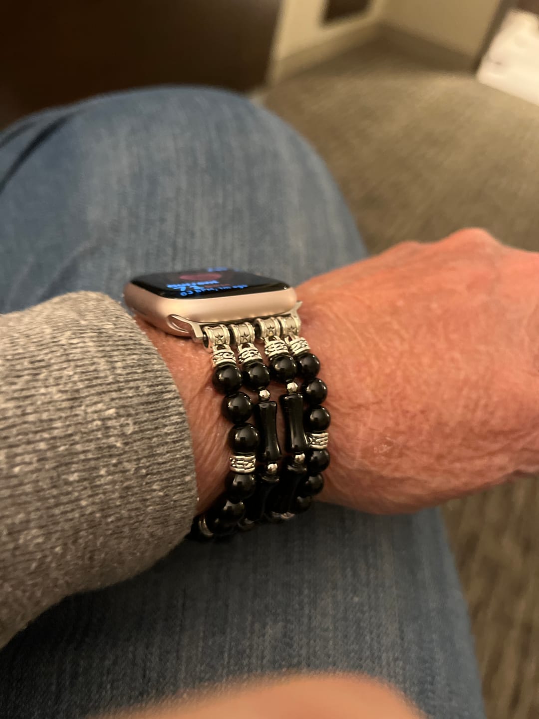 Customer photo review of Moonlight Agate Stretch Apple Watch Strap