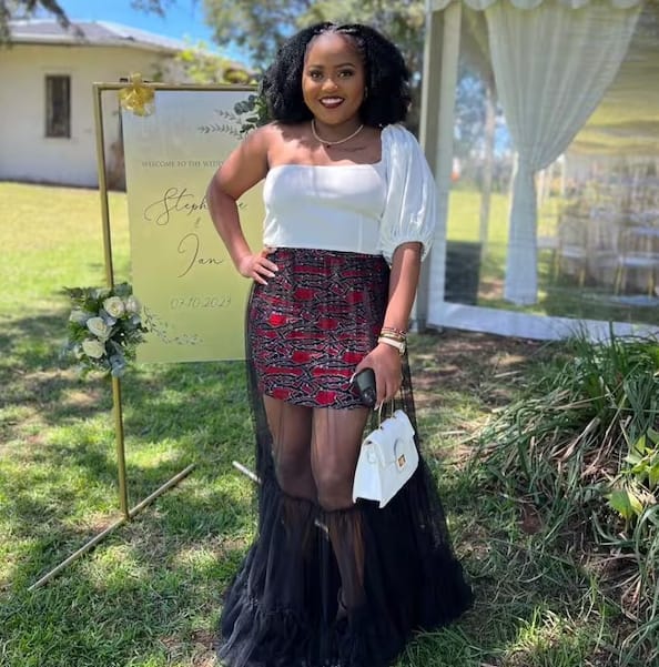Customer photo review of Zuri African Print Statement Skirt with Tulle