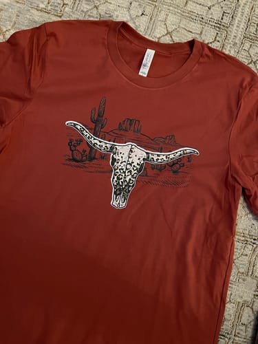 Customer photo review of Desert Cactus Bull DTF Transfer