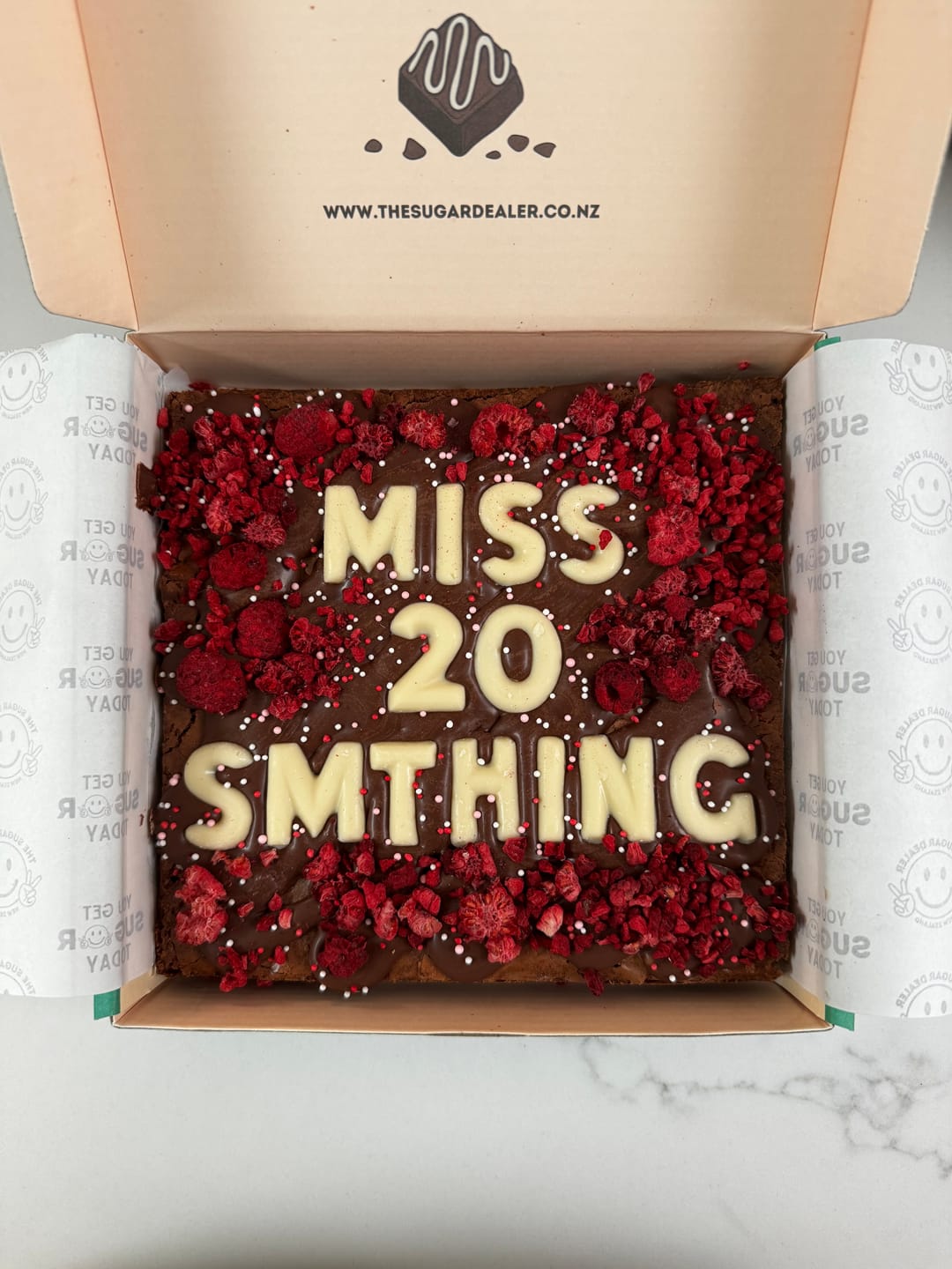 Customer photo review of OG custom message brownie