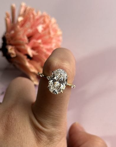 Customer photo review of S925 Yellow Gold 5.5Ct Oval Cut Engagement Ring In Sterling Silver