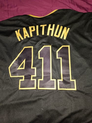 Customer photo review of Custom Black Black-Old Gold Authentic Baseball Jersey