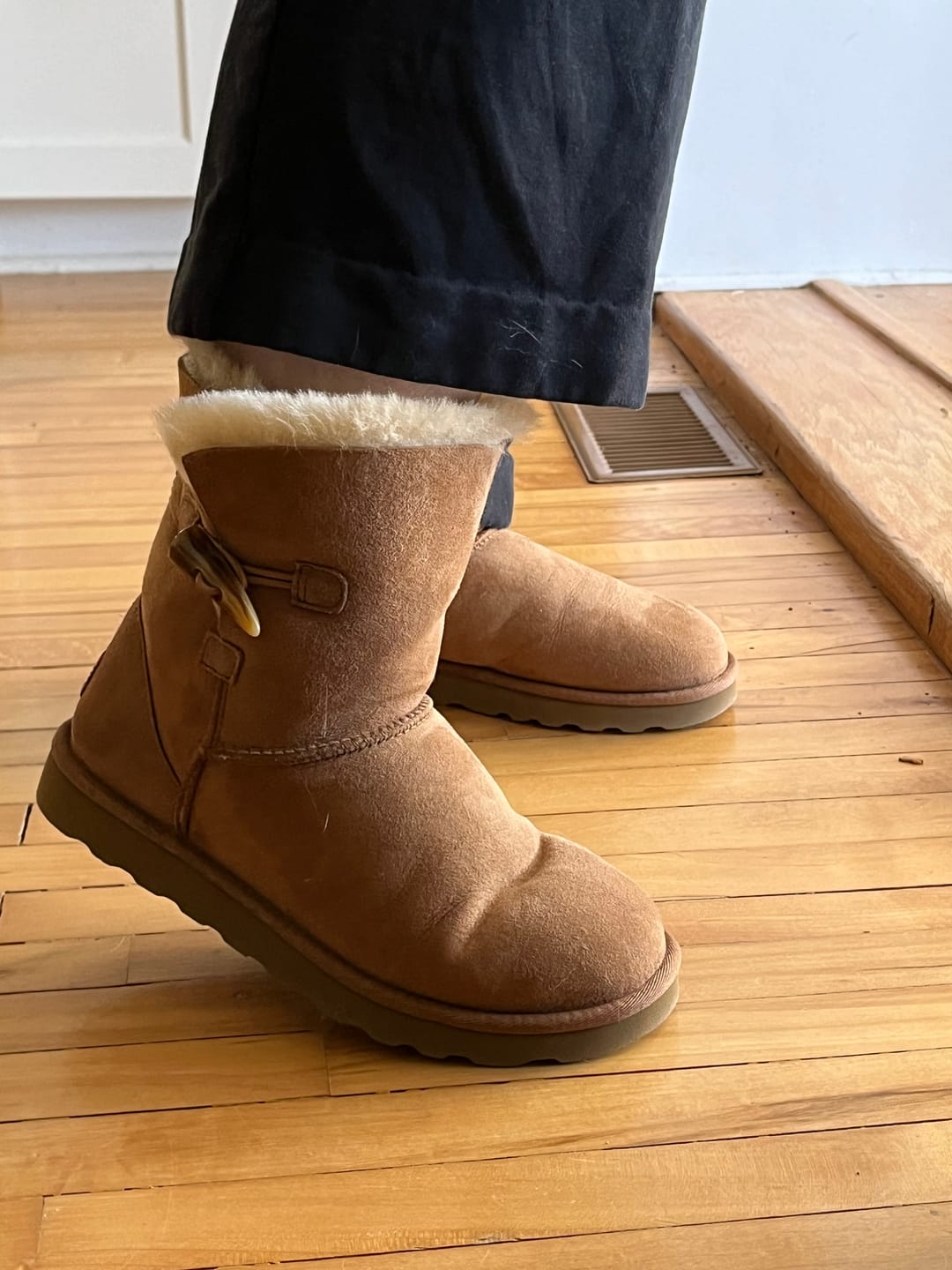 Customer photo review of Women's CLEARANCE Sheepskin Toggle Winter Boots