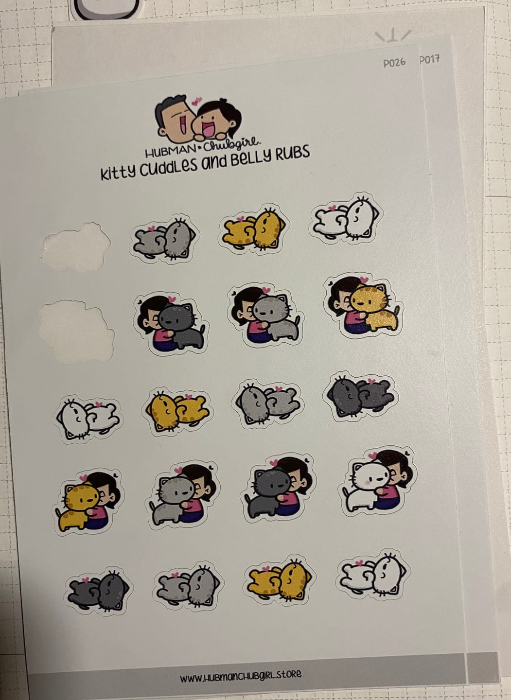 Customer photo review of Kitty Cuddles and Belly Rubs Planner Stickers