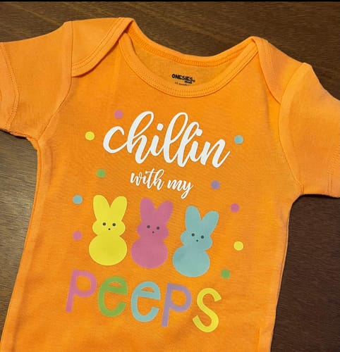 Customer photo review of Chillin With My Peeps Easter DTF Heat Transfer, Easter Design