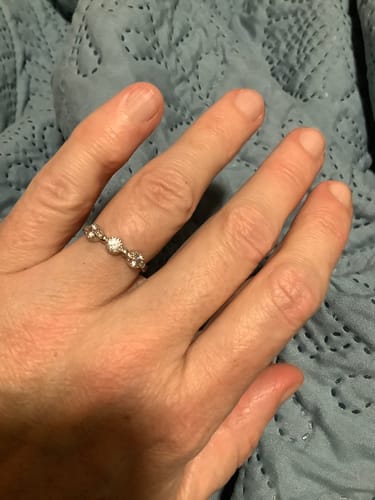 Customer photo review of Milgrain Bezel CZ Eternity Ring in Sterling Silver