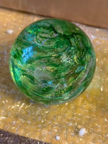 Customer photo review of Dichroic Explosion Orb with Cremation Ash