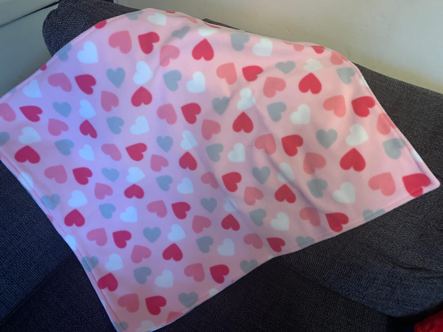 Customer photo review of Hearts on Baby Pink Anti Pill Polar Fleece Fabric