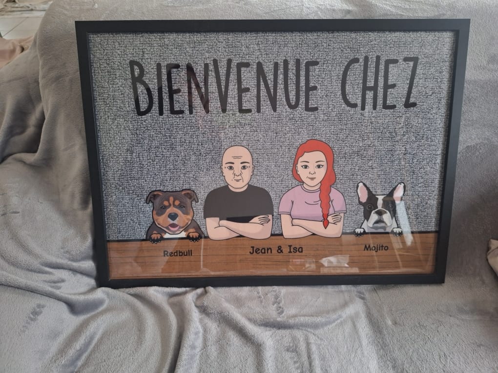 Customer photo review of Le couple fou des chiens - Paillasson personnalisé