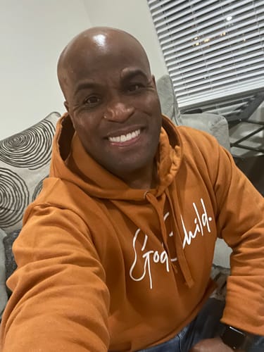 Customer photo review of God`s Child "Big Signature" Fleece Pullover Hoodie (Adobe)