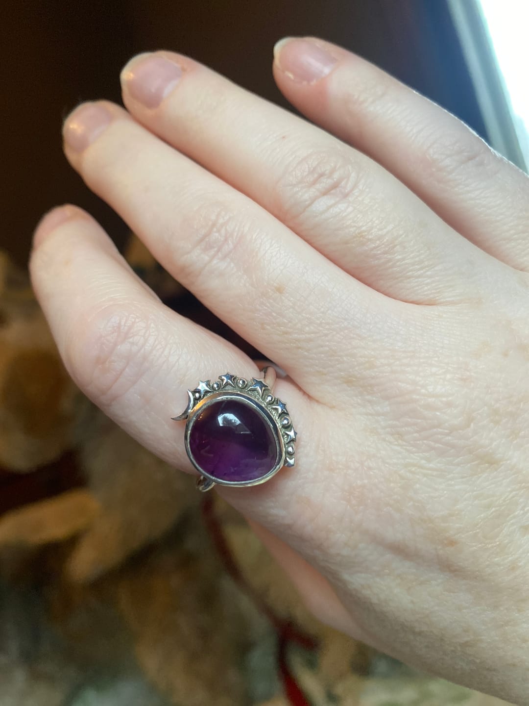 Customer photo review of Amethyst Celestial Ring