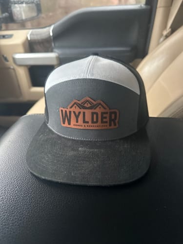 Customer photo review of Flat Bill Seven-Panel Leather Patch Hat - Richardson 168