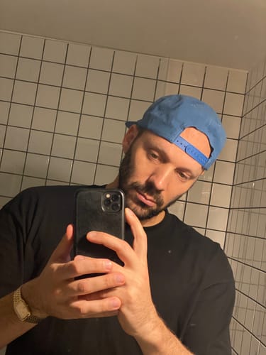 Customer photo review of Big Light Blue Unstructured Snapback, Corduroy