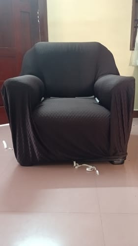 Customer photo review of Divine Trendz - Brown Solid Elastic Sofa Slipcovers