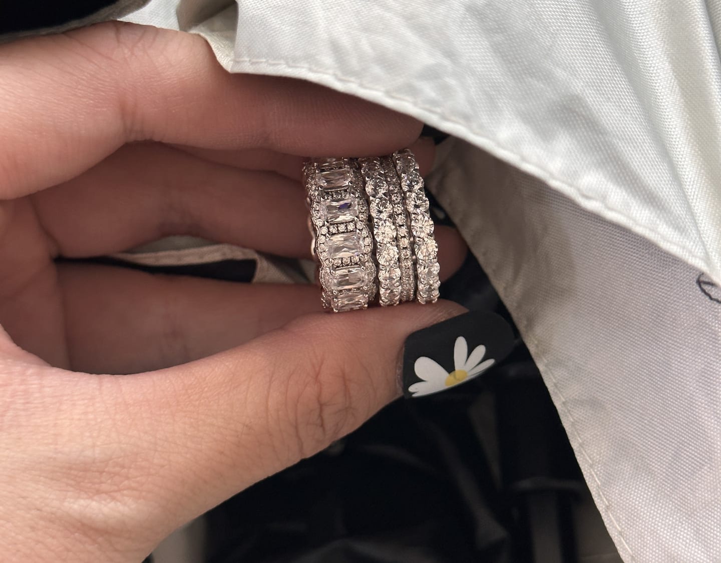 Customer photo review of S925 1.0Ct Cushion Cut 4PC Wedding Band Set Stackable Rings For Everyday Wear