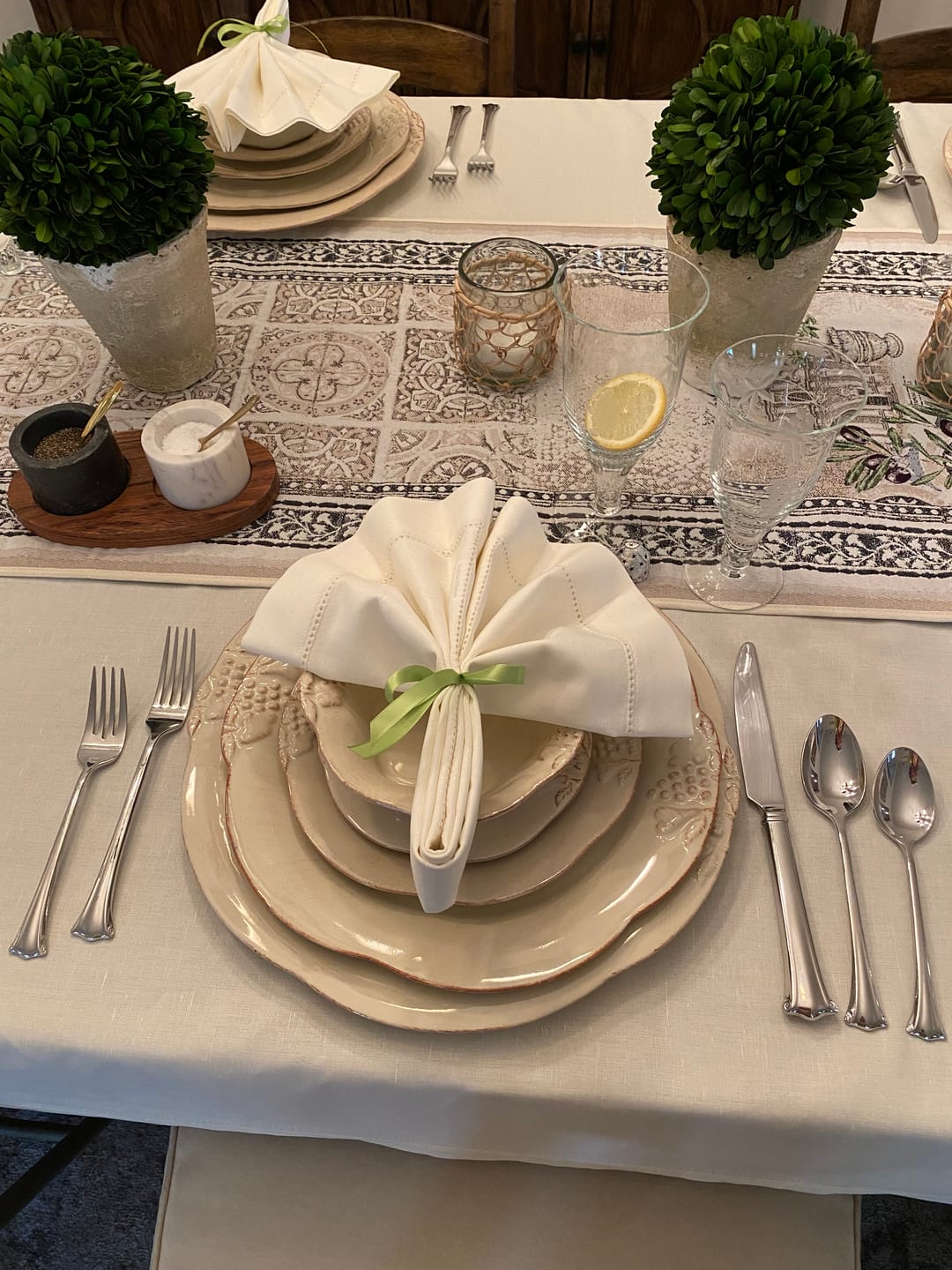 Customer photo review of Cotton Linen Hemstitch Tablecloth