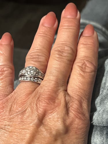 Customer photo review of Bezel Round Moissanite Channel Euro Shank Engagement Ring