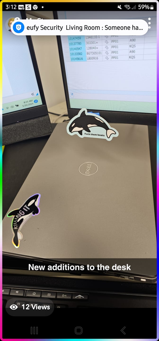 Customer photo review of F*** Them Boats Orca Sticker
