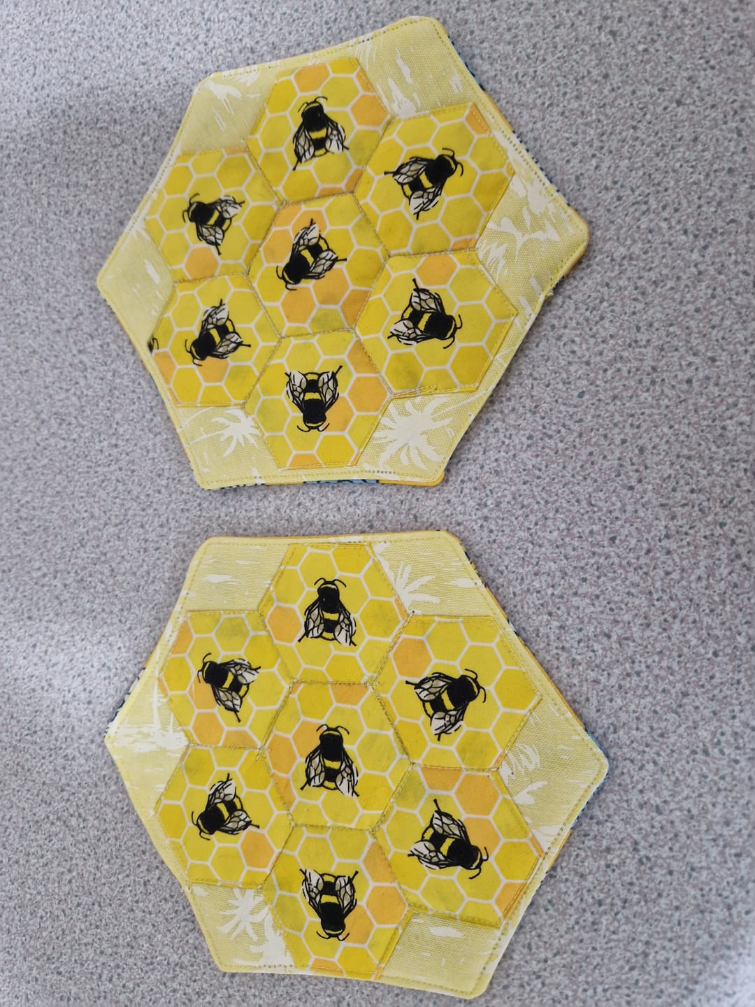 Customer photo review of Bees on Honeycomb Rose & Hubble Cotton Poplin Fabric