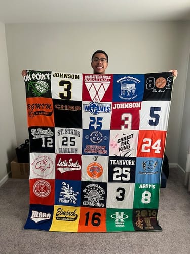 T-shirt quilt featuring johnson wolves by Lisa from SC