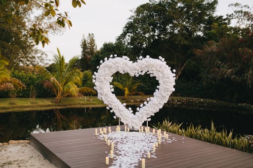 Customer photo review of 8ft White Rose Flower Wall Romantic Atmosphere Heart Shaped Wedding Decoration Indoor