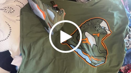 Customer video review of Olive 5s DopeSkill Olive T-shirt Heart Jordan 5 Graphic