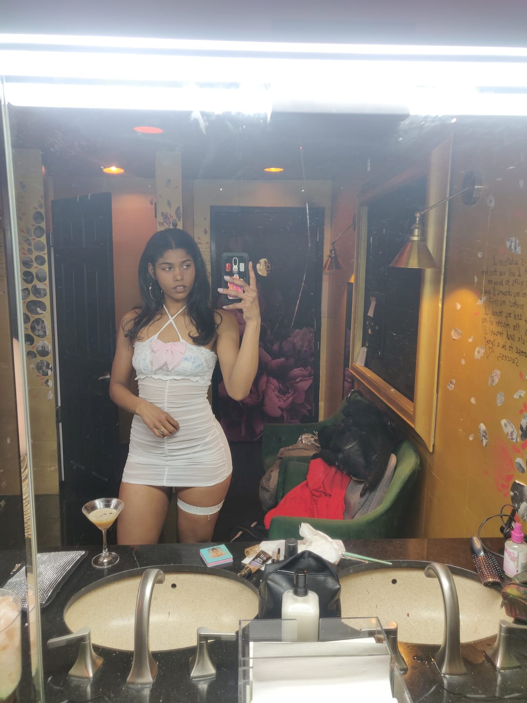 Customer photo review of Lil Ho Peep Ruched Tube Dress: White Lace