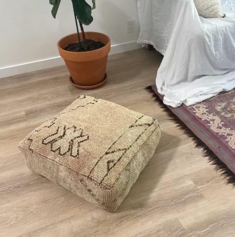 Customer photo review of Moroccan Kilim Pouf Floor Pouf Vintage