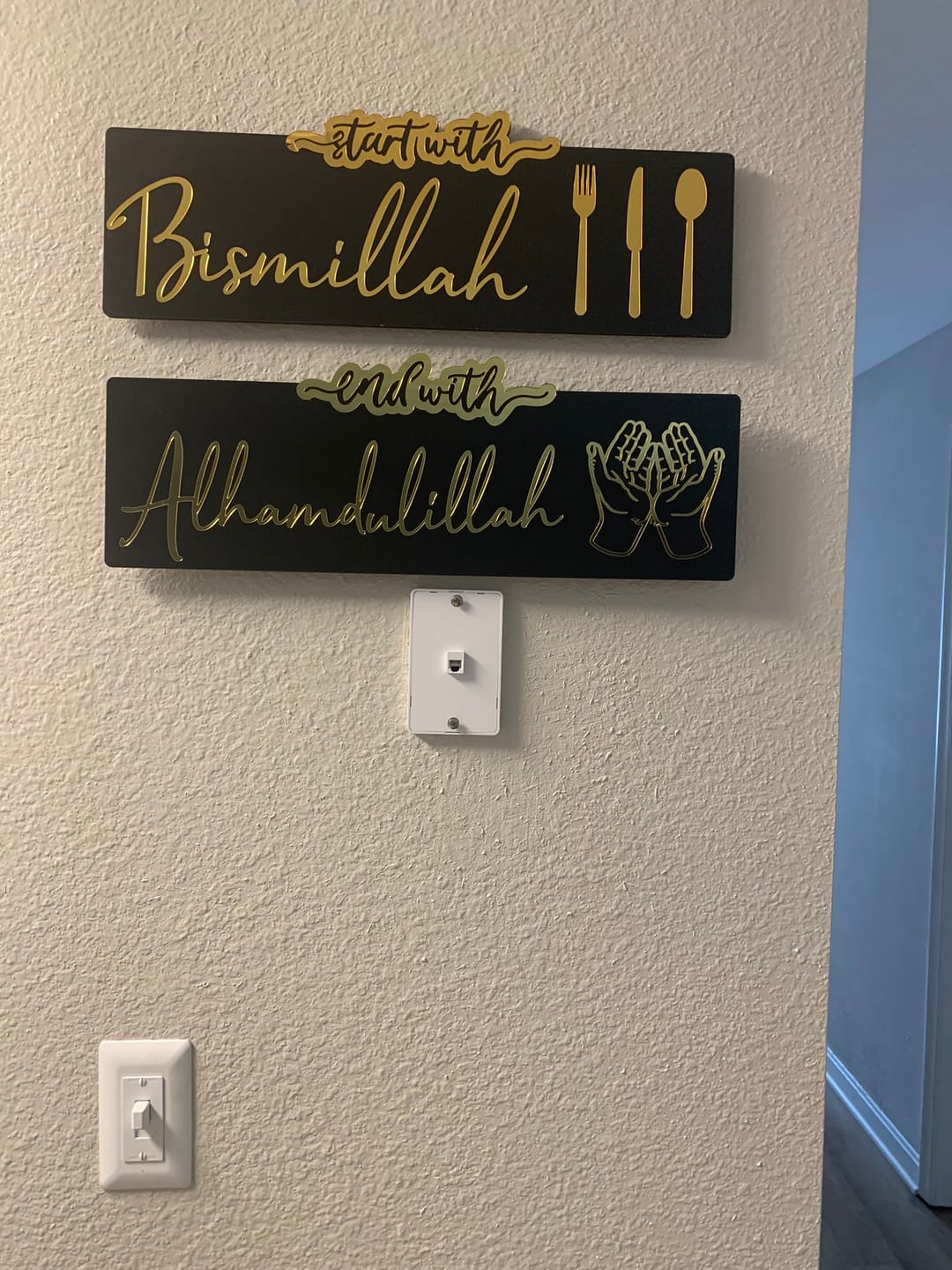 Customer photo review of Start with Bismillah, End with Alhamdulillah Wooden Islamic Wall Art