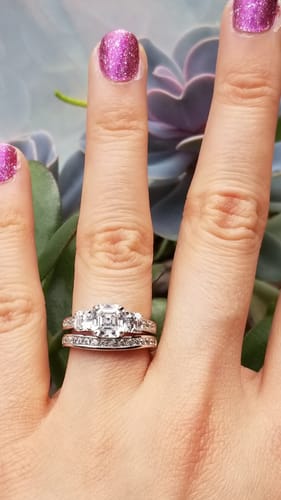 Customer photo review of 3-Stone 1.6ct Asscher CZ Ring in Sterling Silver