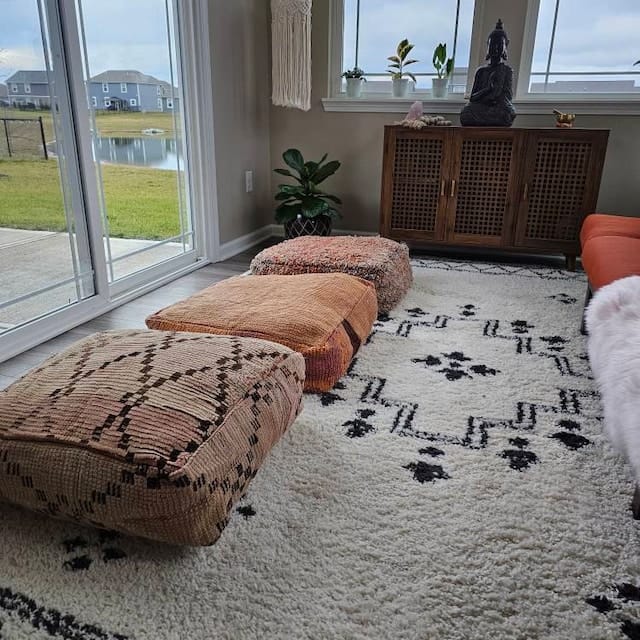 Customer photo review of Moroccan Kilim Pouf Floor Pouf Vintage