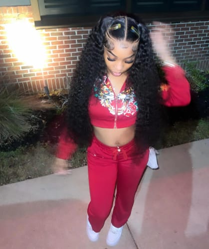 Customer photo review of Deep Wave Wig Real Human Hair 13x4 Transparent Lace Front Wig Pre Plucked Natural Color