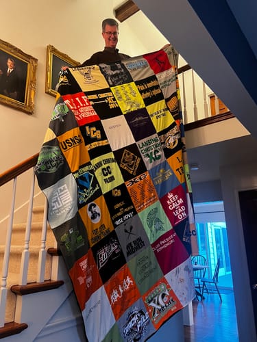 T-shirt quilt from lansing community college, western michigan university by Beverlee  from MI