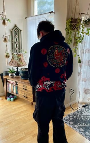 Customer photo review of The Oni Embroidered Sukajan Hoodie