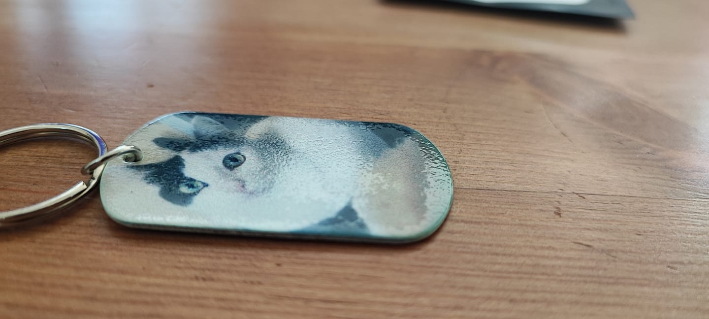 Customer photo review of Per sempre nel cuore - Portachiavi piastrina personalizzato