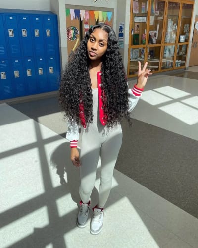 Customer photo review of Deep Wave Wig Real Human Hair 13x4 Transparent Lace Front Wig Pre Plucked Natural Color