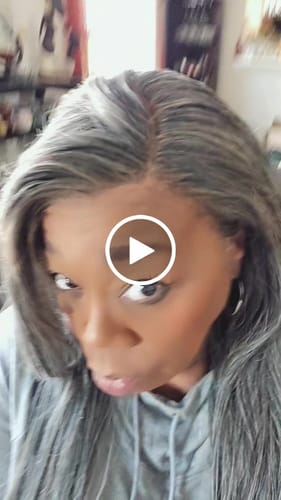 Customer video review of Luvwin Salt & Pepper Gray Beginner Friendly Glueless Straight Wig 100% Human Hair