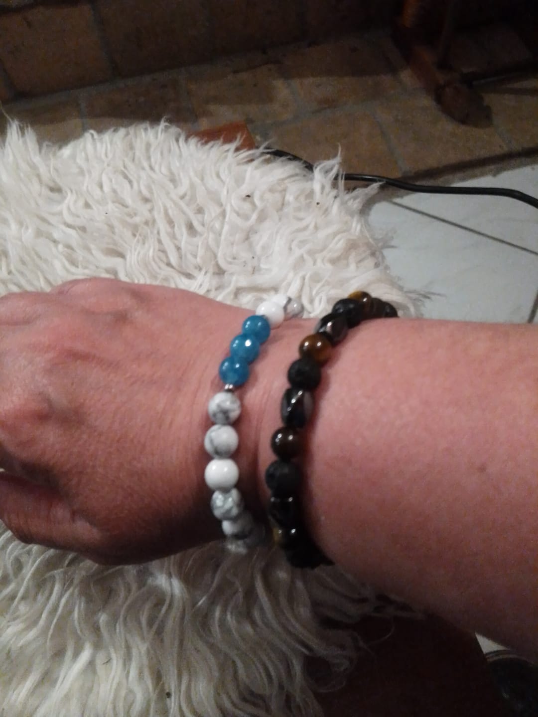 Customer photo review of Bracelet Triple Protection en Pierre de Lave, Oeil de Tigre & Hématite
