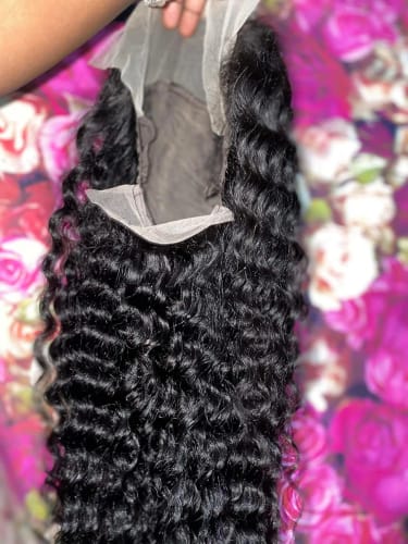 Customer photo review of Deep Wave Wig Real Human Hair 13x4 Transparent Lace Front Wig Pre Plucked Natural Color