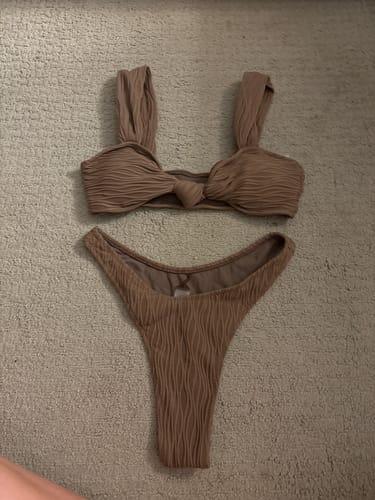 Customer photo review of Seamolly Wave Textured Twisted Knot Cheeky Bikini Set