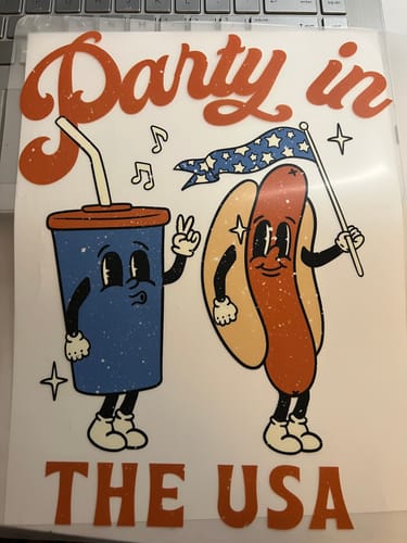 Customer photo review of Party In The Usa 4th Of July DTF Heat Transfer, Independence Day Design, Fourth Of July DTF