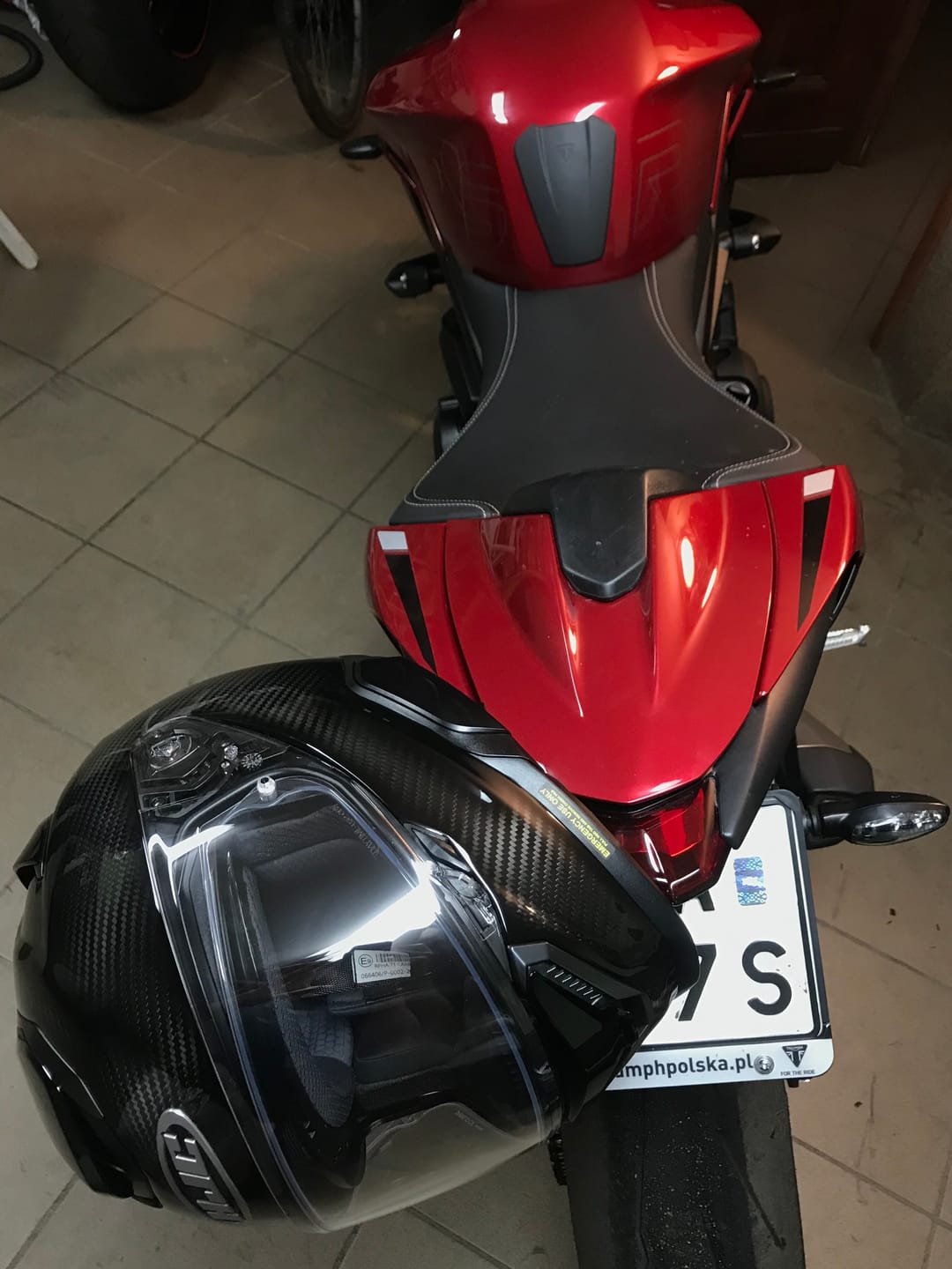 Customer photo review of Triumph Street Triple Helmet Hook (lock)