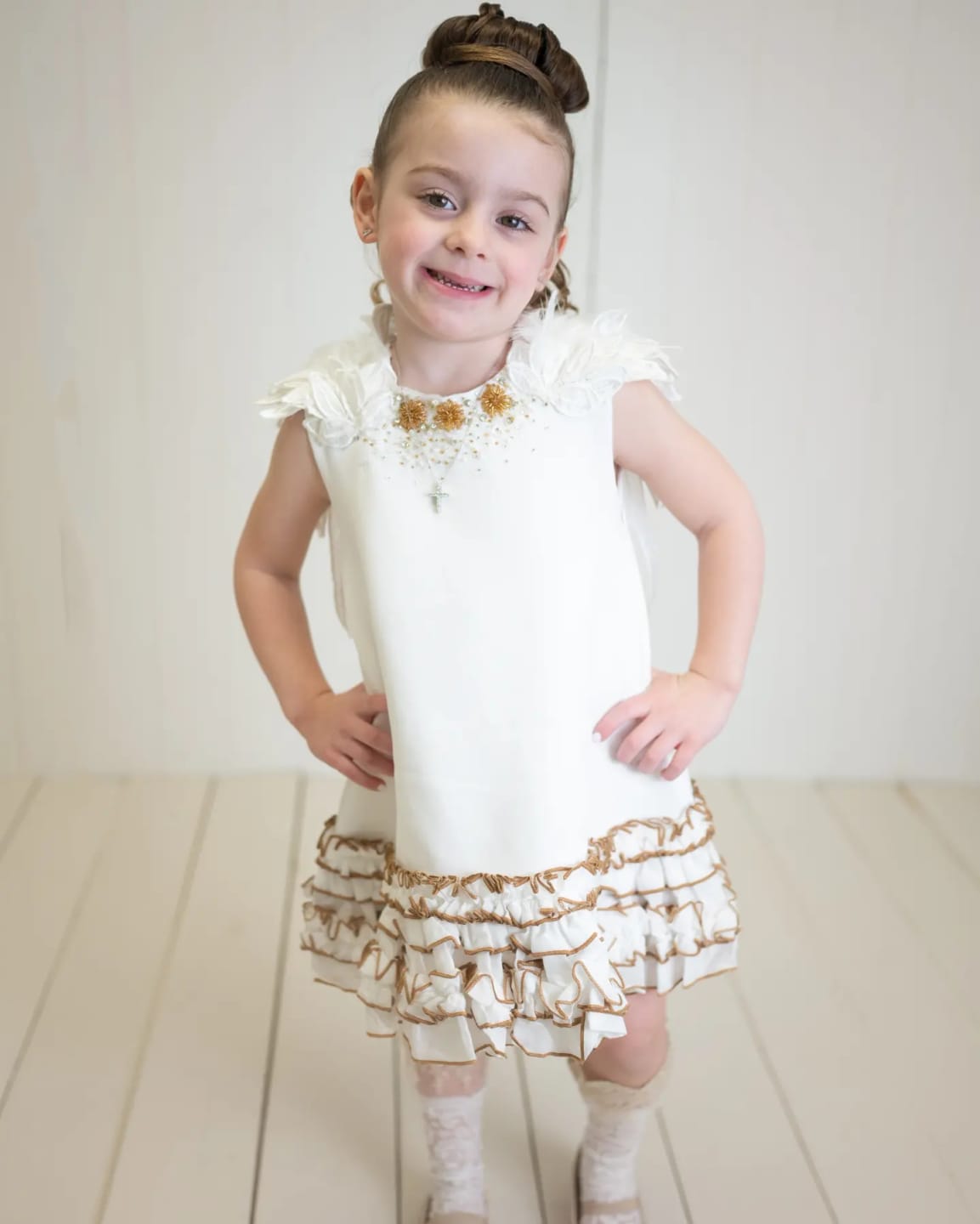 Customer photo review of Angelina White Feather Wings Dress