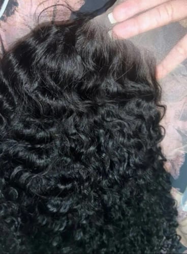 Customer photo review of Deep Wave Wig Real Human Hair 13x4 Transparent Lace Front Wig Pre Plucked Natural Color