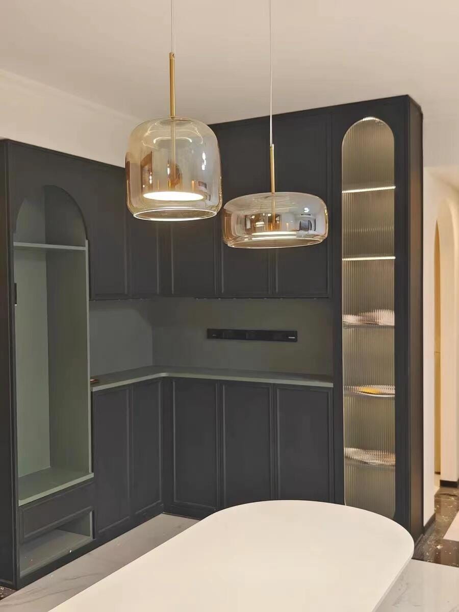 Customer photo review of WOMO Drum Blown Glass Pendant Light-WM2145