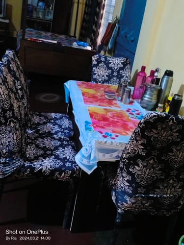 Customer photo review of Magic Universal Chair Cover - Beige & Black