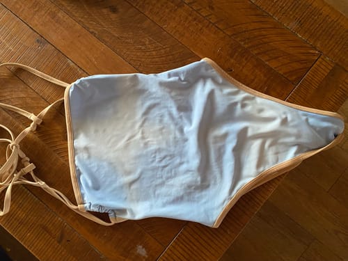 Customer photo review of Bandeau Cut Swimsuit (Tangerine)